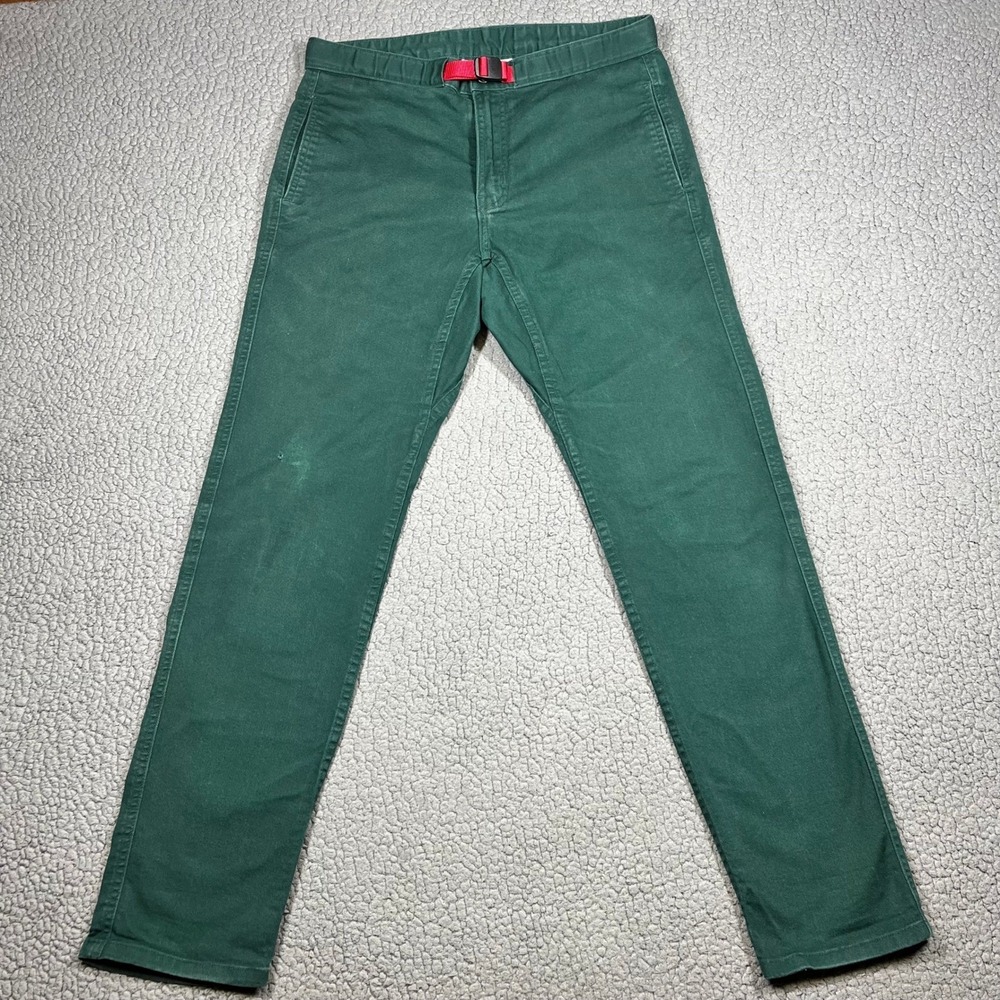 Topo Designs Mens Climbing Pants Medium Forest Green Made in USA Belted Outdoor